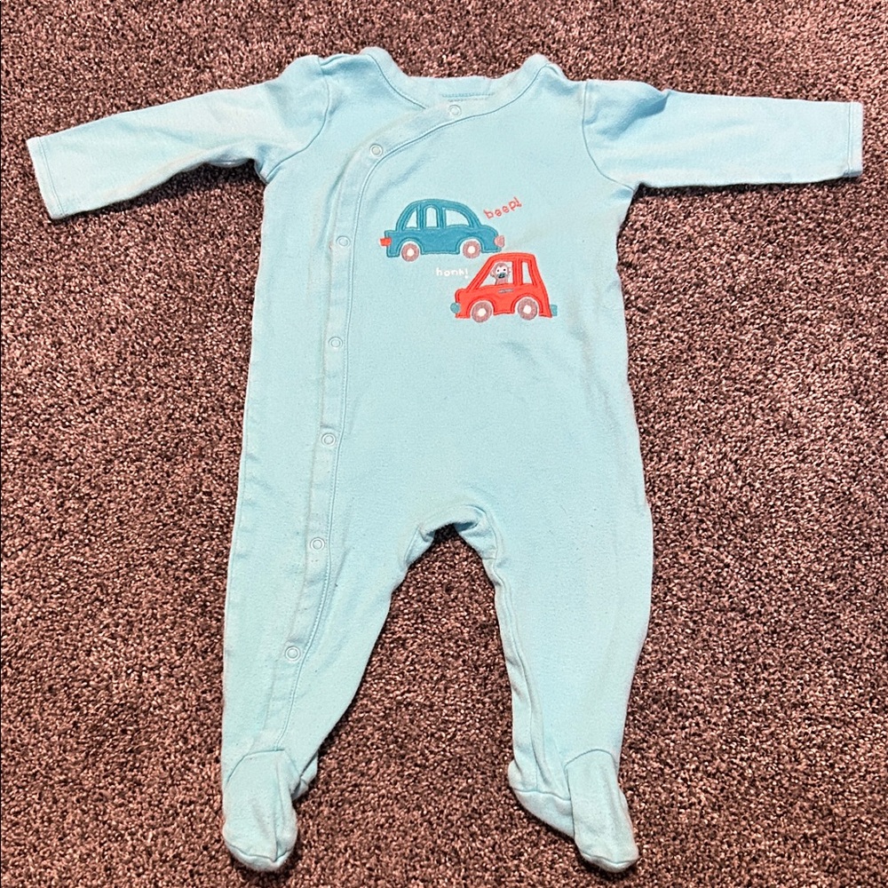 Blue Baby Onesie with Car Print